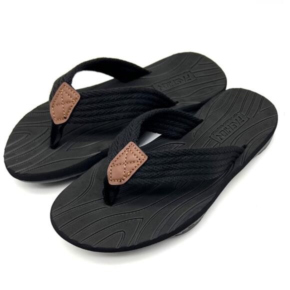 BRAND NEW Flip Flops for Men Black - Picture 2 of 5